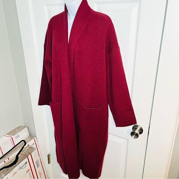 Red Dress Boutique Lush Long Sleeve In My Cozy Era Oxblood Red Midi Cardigan M - Picture 7 of 12